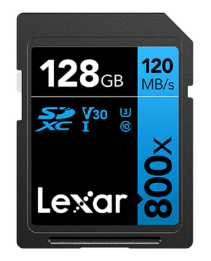 Lexar Blue Series Memory Card , 128GB , 800X SD ,Speed 120 Mb-s , LSD08000128G-BNNNG