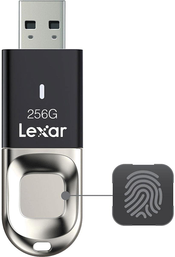 Lexar JumpDrive F35 Flash Memory, 256GB ,Fingerprint IDs , USB 3.0, Black, LJDF35-256BBKNA