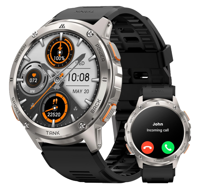 Kospet Smart Watch Tank T3 , Bluetooth , AMOLED - 1.43 Inch , Waterproof , 500 mAh battery , Silver