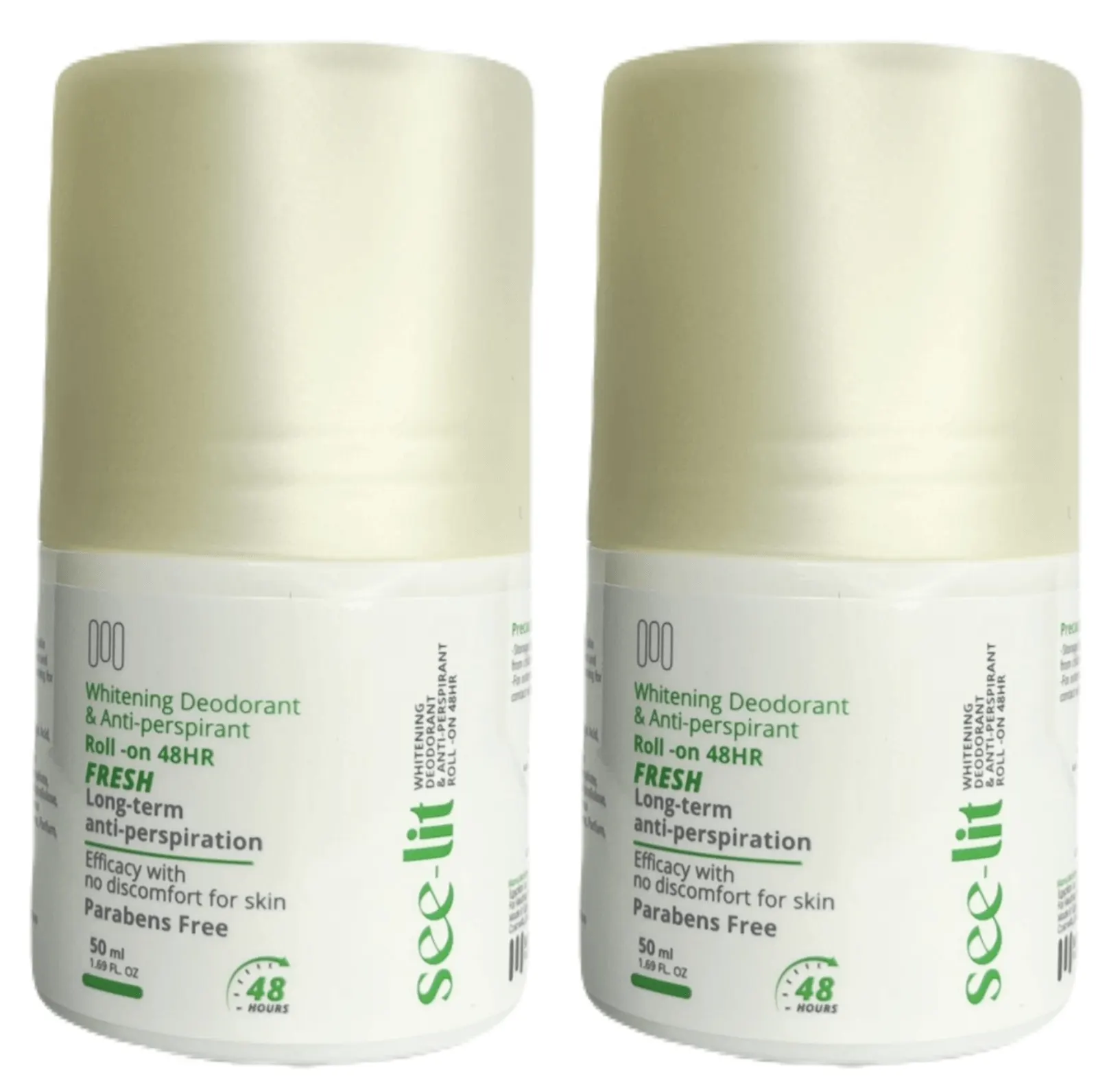 See-Lit Whitening Deodorant & Anti-perspirant Roll-on 48HR , Fresh , 50 ML , 2 Pc