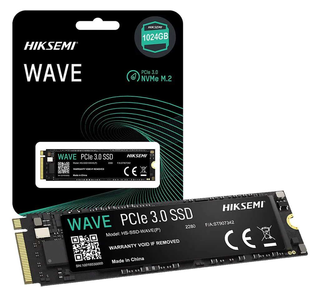 Hiksemi Wave Hard Disk NVMe M.2 , PCIe 3.0 , SSD , Internal For Pc , 1TB , Black , HS-SSD-WAVE(P)