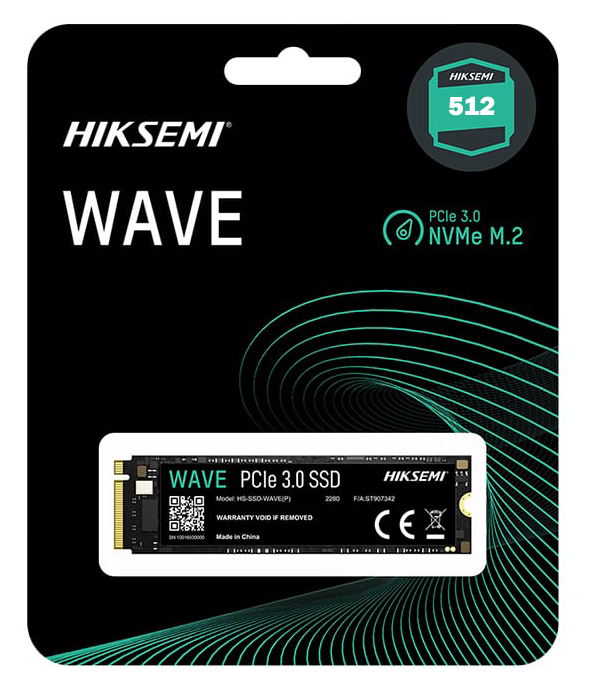 Hiksemi Wave Hard Disk , PCIe 3.0, NVMe M.2 , SSD , Internal For Pc , 512 GB , Black , HS-SSD-WAVE(P)