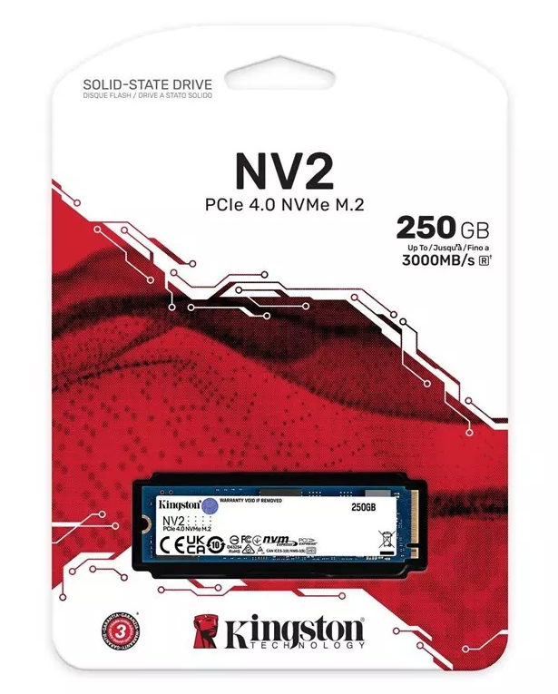 Kingston NV2 Hard Disk ، SSD, PCIE 4.0 , NVME M2 ,Internal For Pc , 250GB , SNV2S-250G