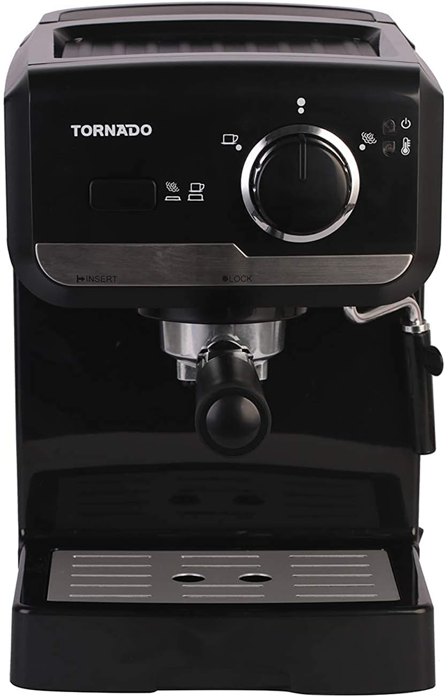 Tornado Espresso Machine, 1140 Watt, 15 Bar, 1.25 Liter, Black, TCM-11415B