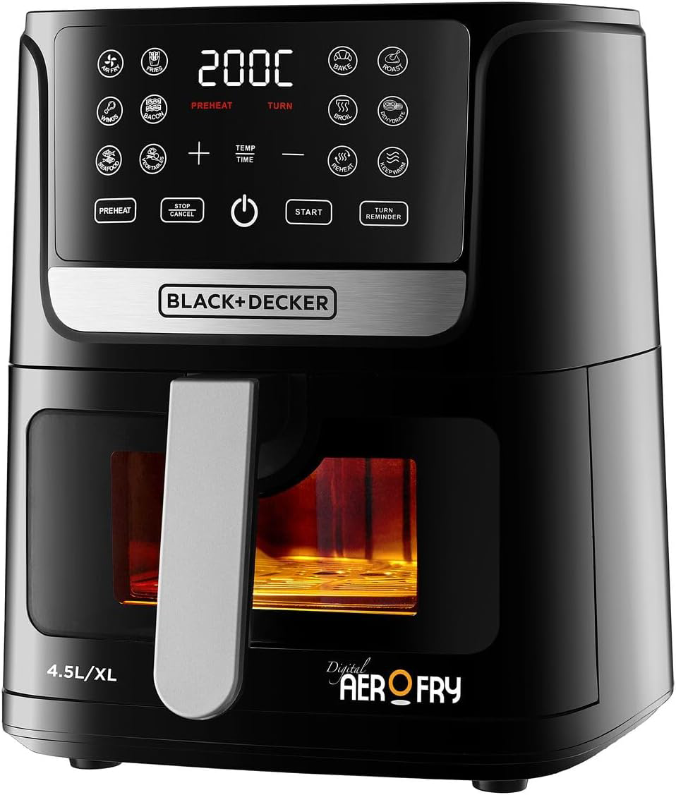 Black & Decker Aero Fryer, 4.5L, 1500W, Digital Display Black , Ansia Warranty, AF4500