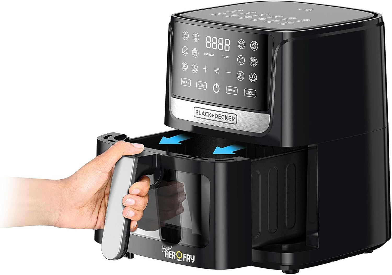 Black & Decker Aero Fryer, 4.5L, 1500W, Digital Display Black , Ansia Warranty, AF4500