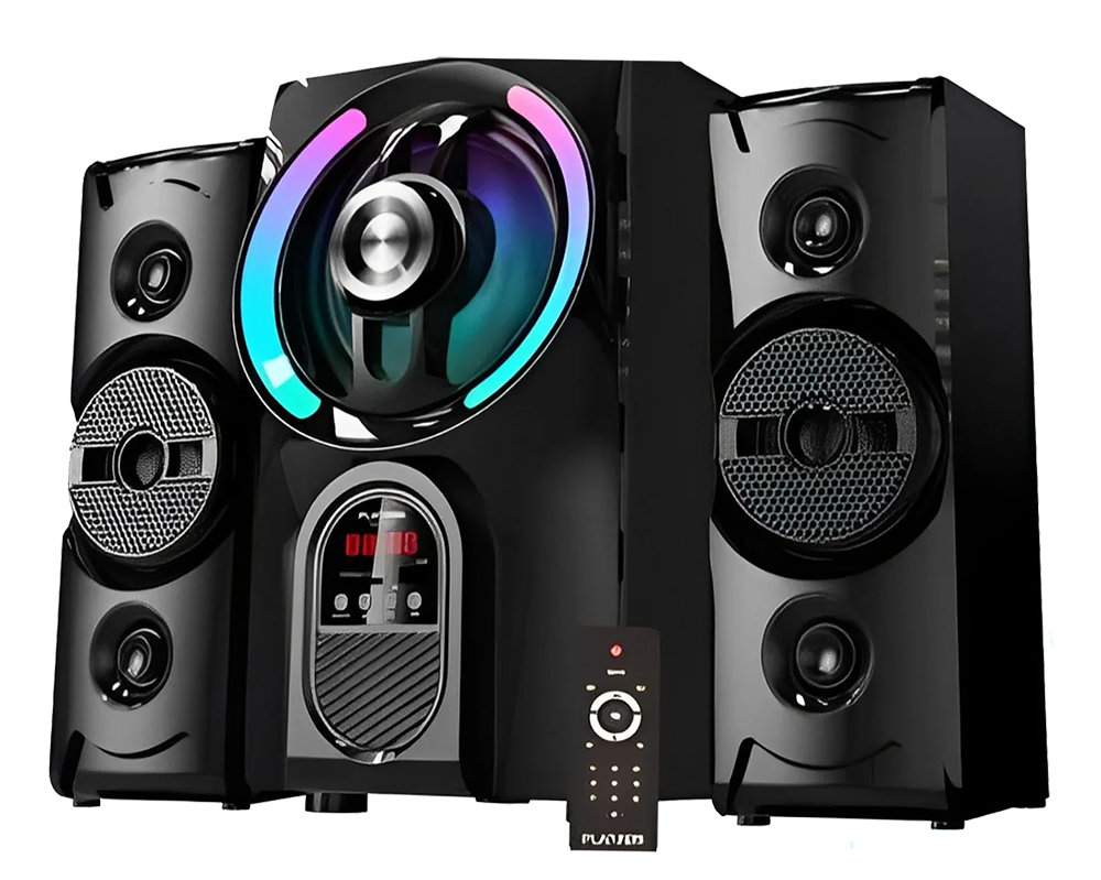 Platinum Subwoofer Speaker, Bluetooth 2*1 , RGB Color , LED Screen , With Remote Control , Black , AH-6050