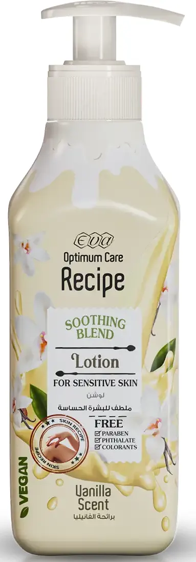 EVA OPTIMUM CARE RECIPE SOOTHING BLEND LOTION FOR SENSITIVE SKIN WITH VANILLA SCENT, 370ML