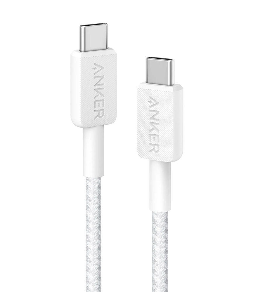 Anker 322 Data Cable , Braided , USB-C TO USB-C , 3FT , White, A81F5P21