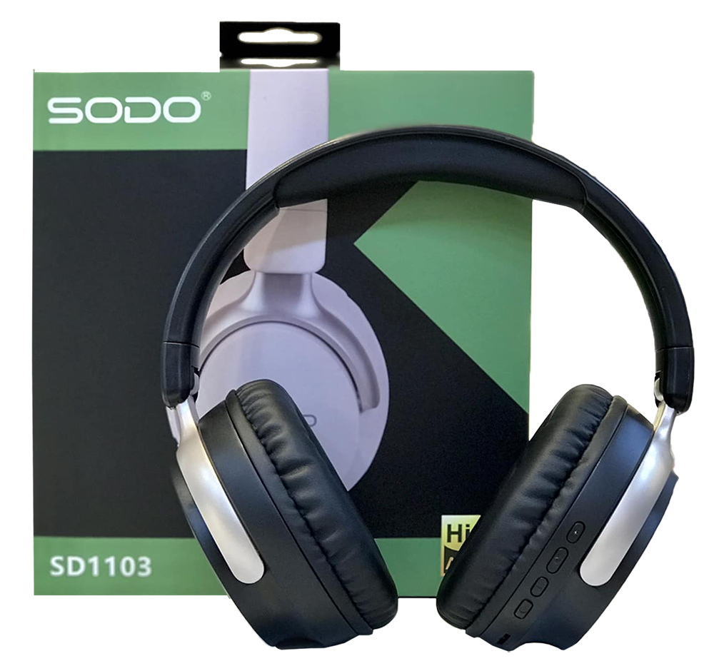 Sodo Wireless - Wired  Headphone, Stereo , Foldable , Noise Cancellation , Black , SD1103