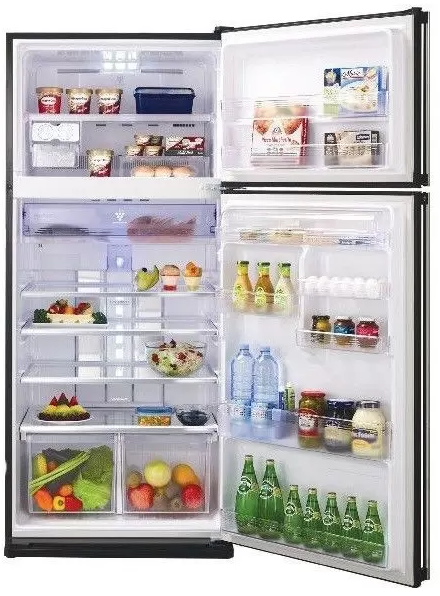 Sharp No Frost Refrigerator, 450 Liters , 2 Doors , Digital Screen , Inverter & Plasma , Glass Door , Black , SJ-GV58A(BK)