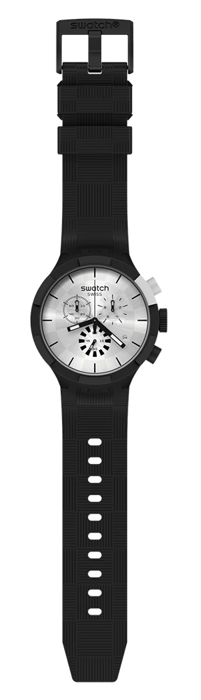 Swatch Swiss Watch, Analog, Silicone Strap, Black, SB02B404