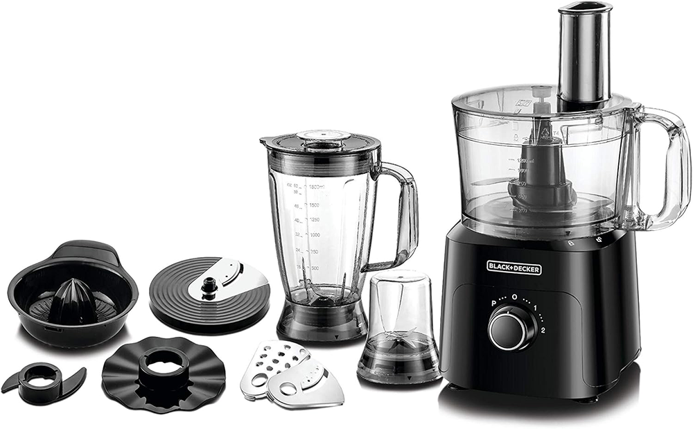 Black & Decker Food Processor 5 IN 1 , 750 Watt , 2 Litre , 34 Functions, Black ,( Ansia Warranty) , FX775.01