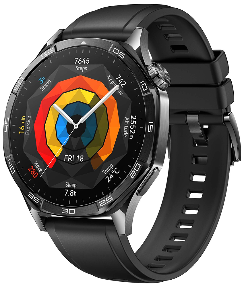 Huawei Watch GT 5 , 46 Mm , Bluetooth , AMOLED , Water-Resistant , Black Fluoroelastomer Strap , VLI-B19