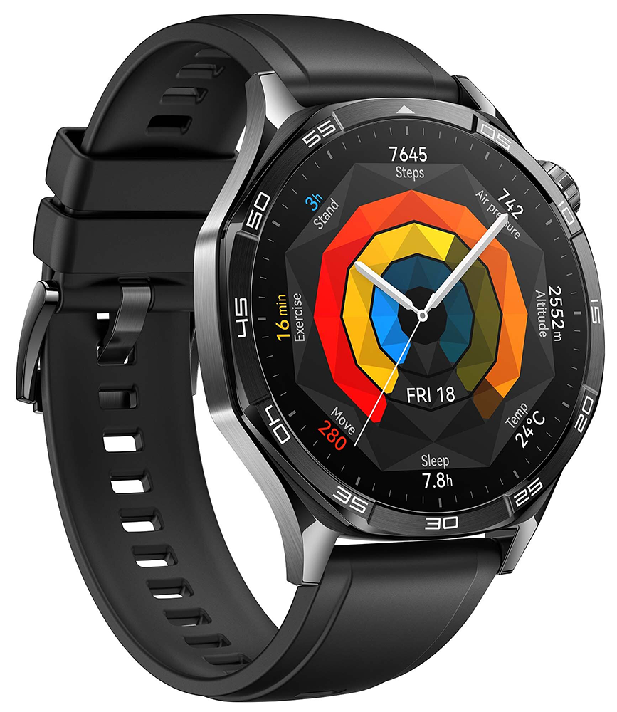 Huawei Watch GT 5 , 46 Mm , Bluetooth , AMOLED , Water-Resistant , Black Fluoroelastomer Strap , VLI-B19