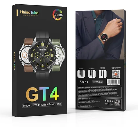 Haino Teko Gt4 Smart Watch , 1.43 " AMOLED HD Touch Screen , Bluetooth , With 3 Strap , Multicolor , RW-44