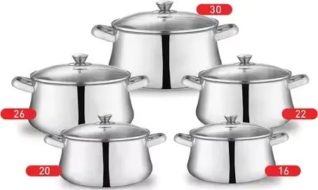 Zahran Classic Stainless Cookware Set, 10 Pieces, Silver