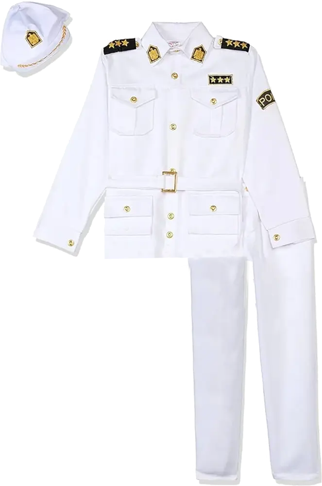 El Malika We Almir Police Officer Cosplay Costume, Size L , White Color