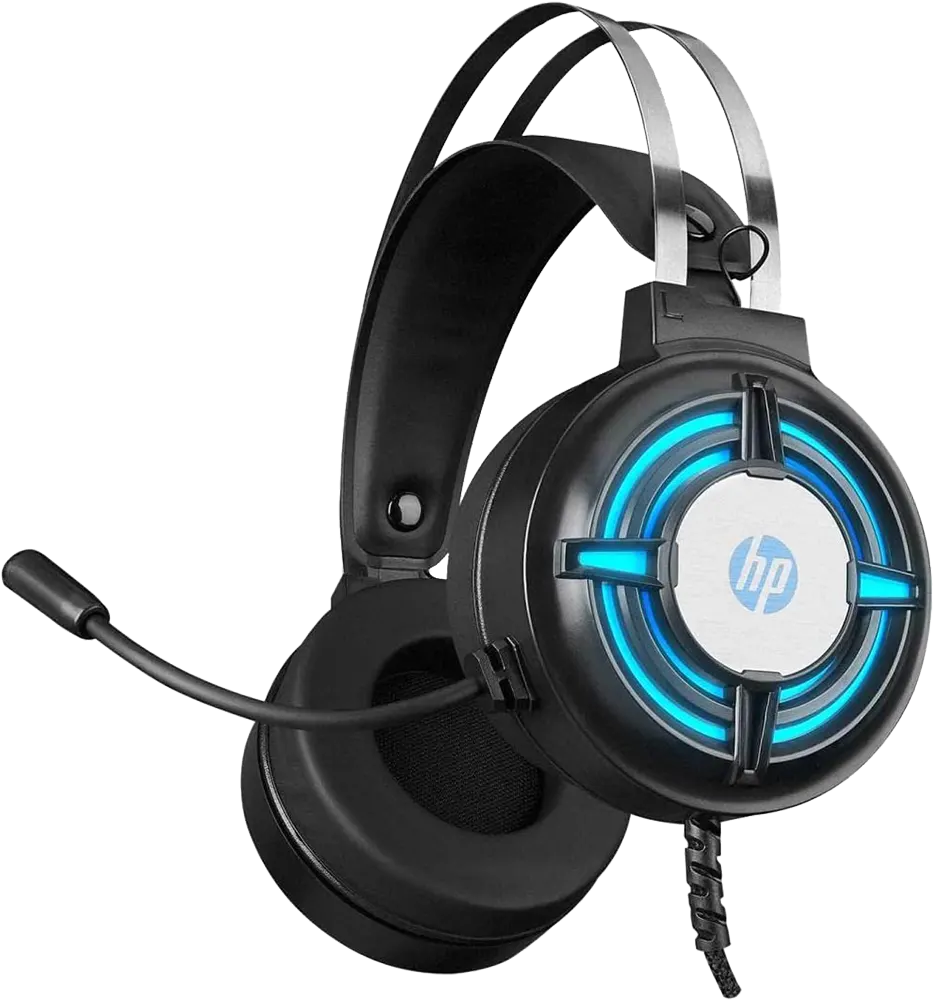 سماعة رأس سلكية اتش بي للألعاب، USB ، ميكروفون، ضوء ال اي دي، اسود