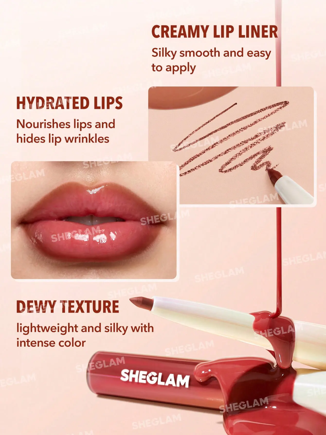 SHEGLAM LIP RULES LINER & GLOSS PEN, CASE X CASE