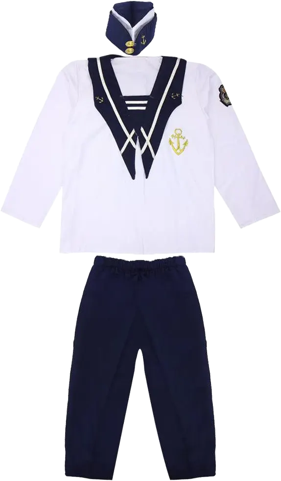El Malika We Almir Cosplay Costume Navy Military, Size L, White*Dark Blue