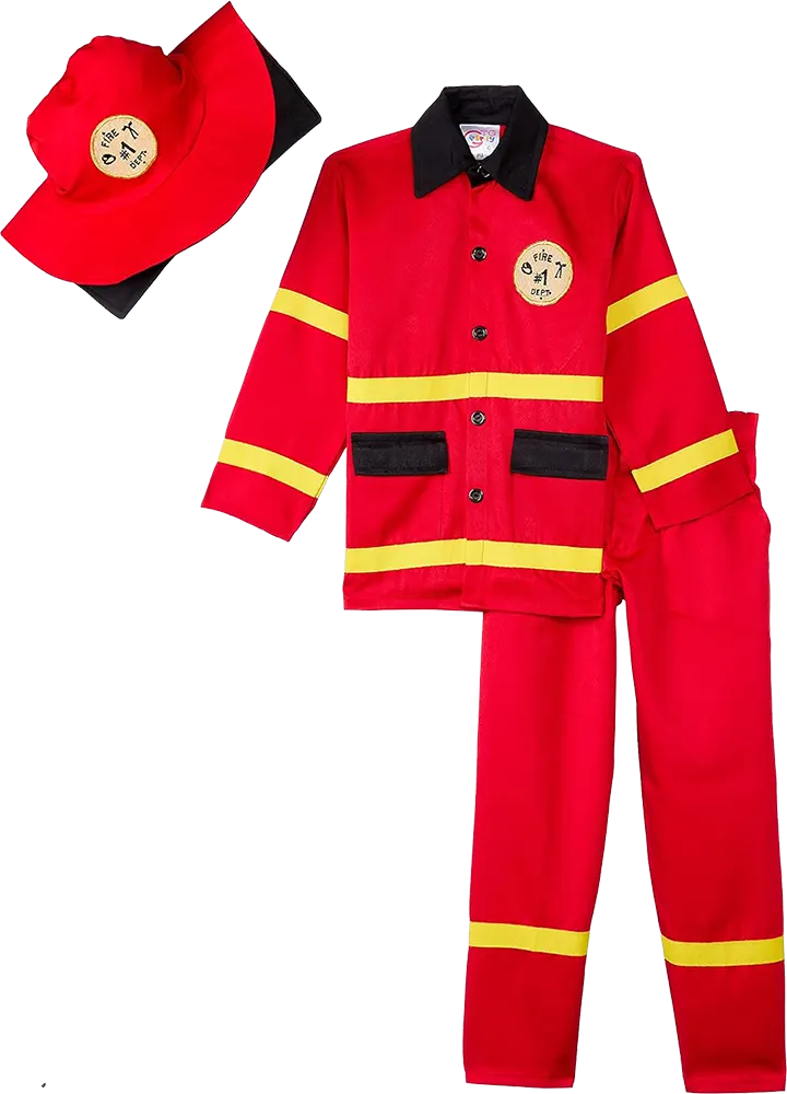 El Malika We Almir Cosplay Costume Fireman, Size L, Red