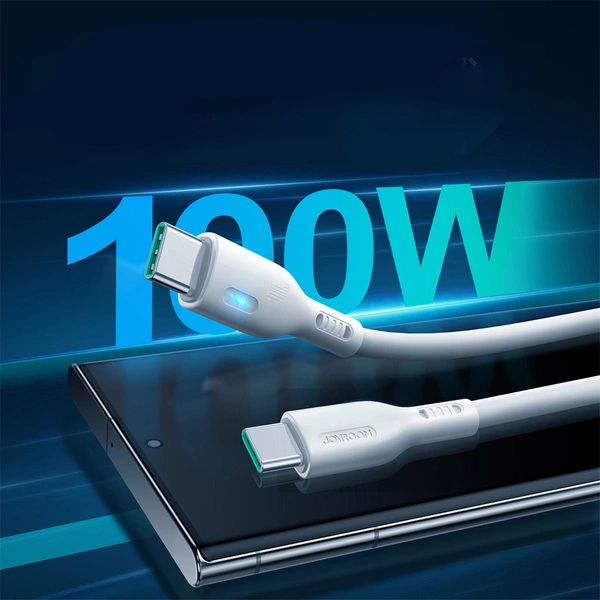 كابل شحن سريع من جوي روم ، من USB-C إلى USB-C ، قدرة 100 وات ، طول 1.2 متر، أبيض، S-CC100A13