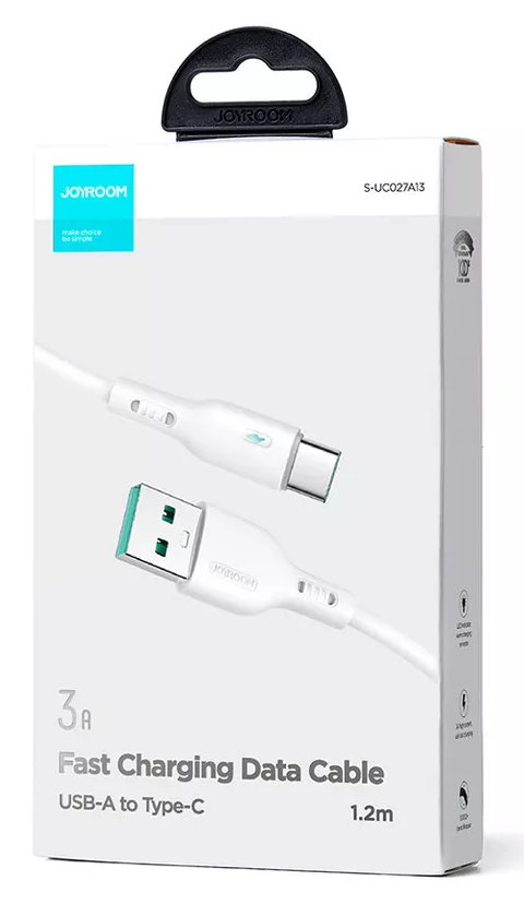 كابل شحن سريع من جوي روم ، من USB-A إلى Type-C، قدرة 3  أمبير ، بطول 2 متر، أبيض ، S-UC027A13