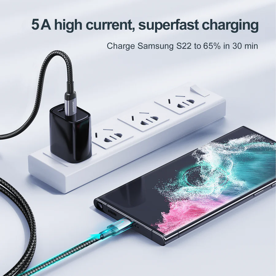 كابل شحن سريع من جوي روم ، من USB-C إلى USB-C ، بقدرة 100 وات ، 1.2 متر، أسود ، S-CC100A10