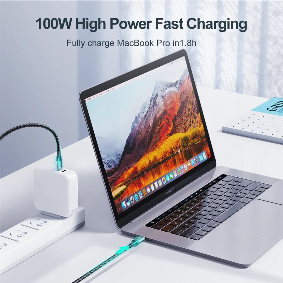 كابل شحن سريع من جوي روم ، من USB-C إلى USB-C ، بقدرة 100 وات ، 1.2 متر، أسود ، S-CC100A10