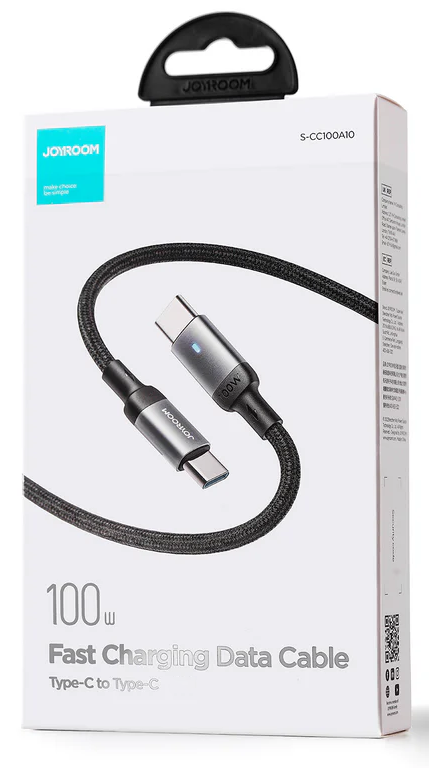 كابل شحن سريع من جوي روم ، من USB-C إلى USB-C ، بقدرة 100 وات ، 1.2 متر، أسود ، S-CC100A10