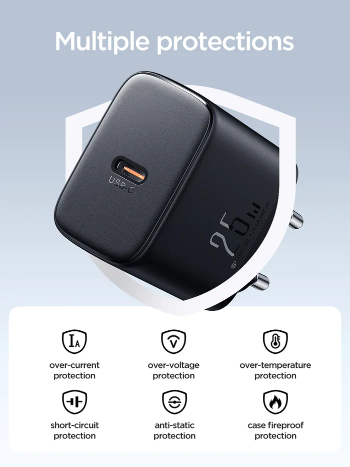 شاحن سريع من جوي روم ، 25 وات ، كابل USB-C إلى Type-C، طول 1 متر، أسود ، JR-TCF11EU
