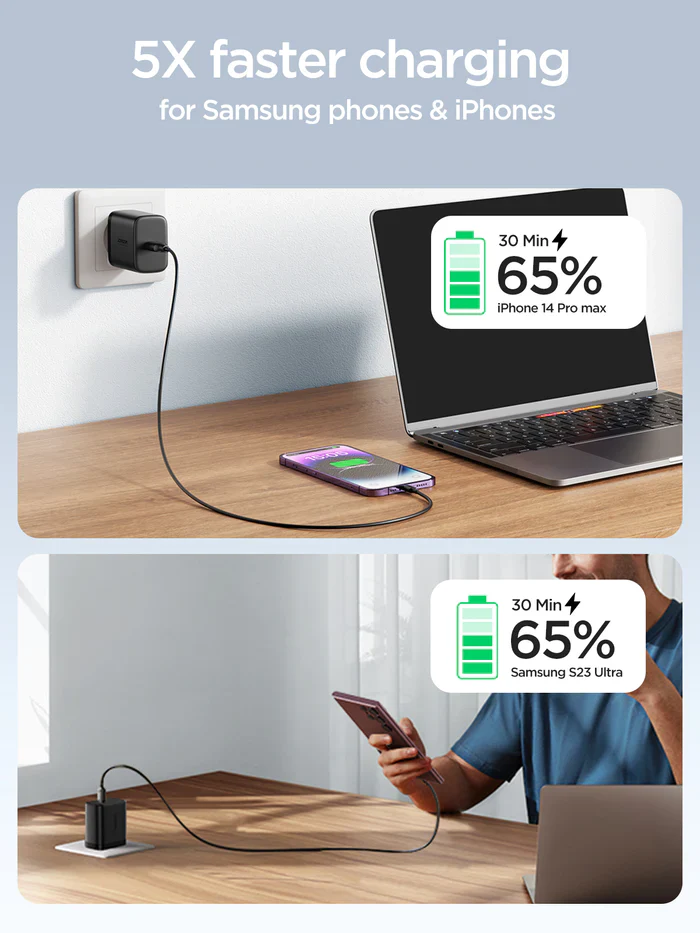 شاحن سريع من جوي روم ، 25 وات ، كابل USB-C إلى Type-C، طول 1 متر، أسود ، JR-TCF11EU