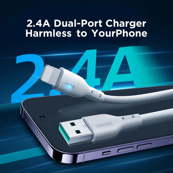 كابل شحن سريع من جوي روم ، 2.4 أمبير ، USB-A إلى  Lightning ، طول 1.2 متر ، أبيض ، S-UL012A13