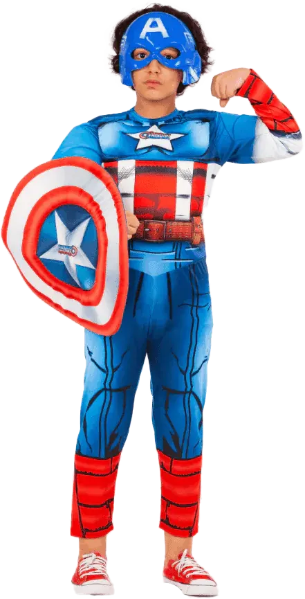 El Malika We Almir Cosplay Costume Captain America, Size XS, Blue*Red