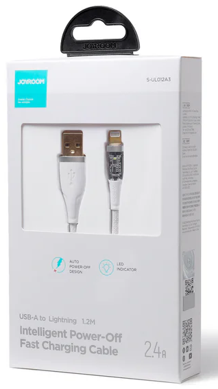 كابل شحن سريع ذكي من جوي روم ، USB-A إلى Lightning ، بقدرة 2.4 أمبير ، 1.2 متر ، أبيض ، S-UL012A3