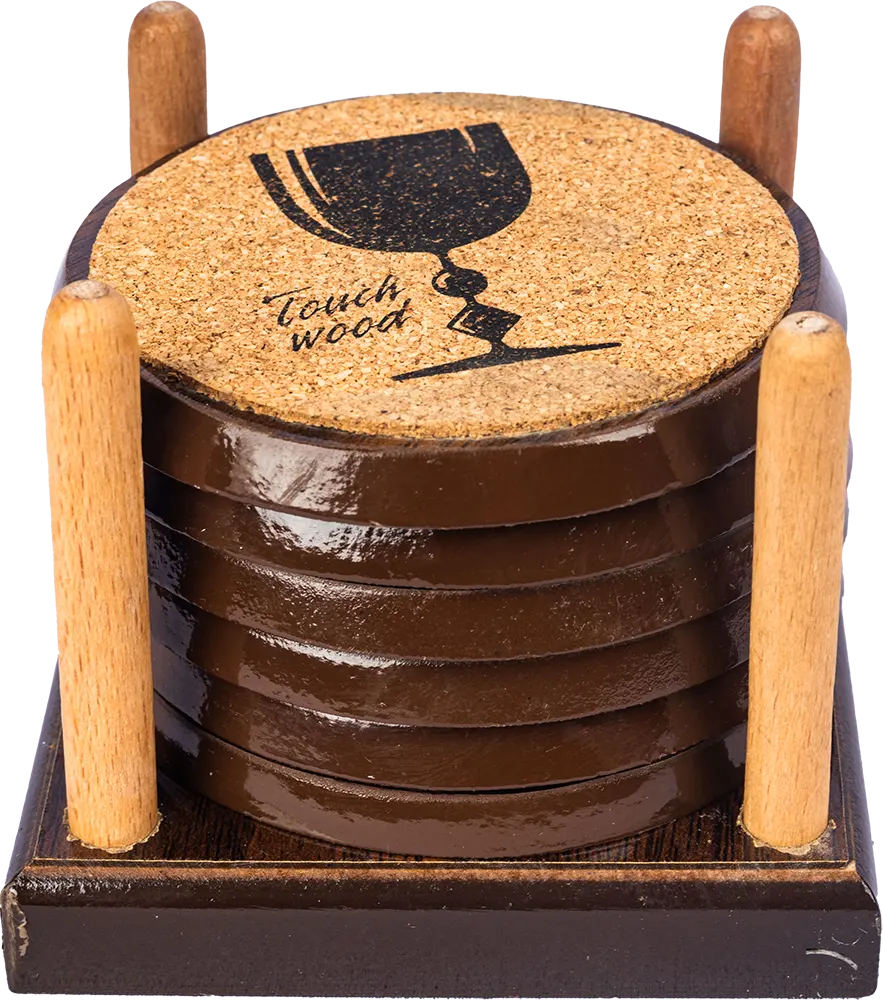 طقم كوستر هوم وود ، 7 قطع ، شكل دائري ، من الخشب