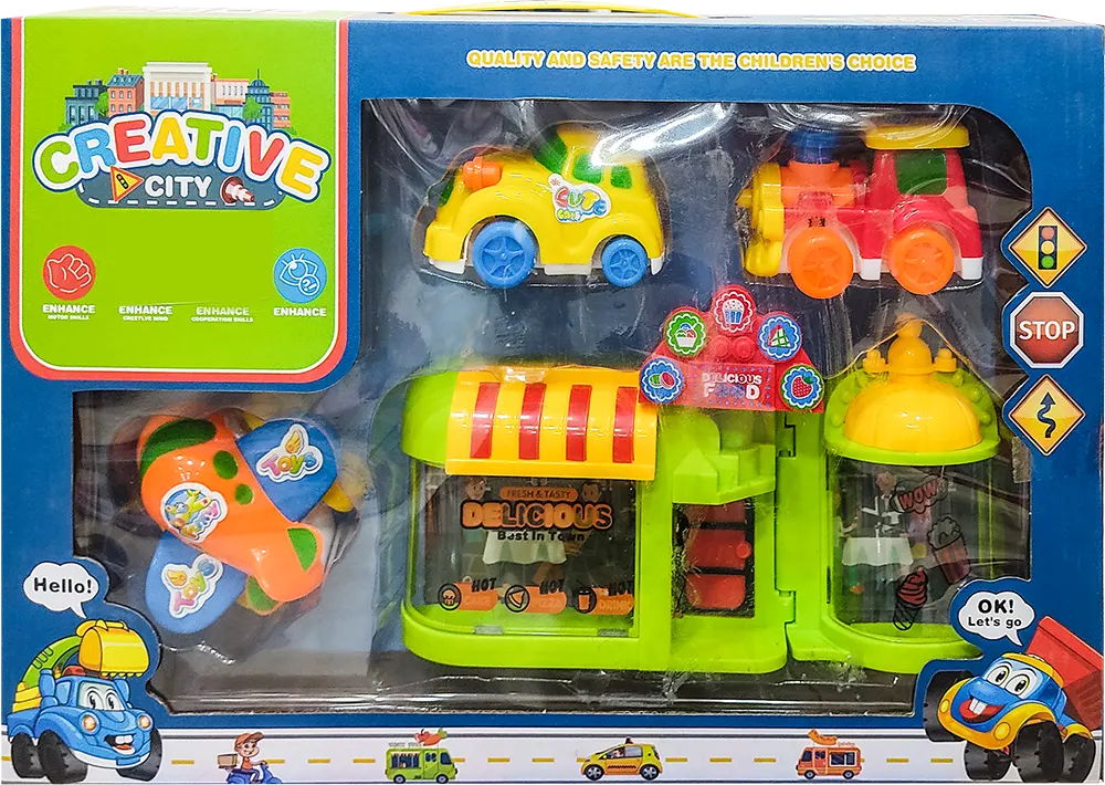 مجموعة ألعاب محطة و طيارة و قطار و سيارة،  متعددة الألوان، موديل 1308W