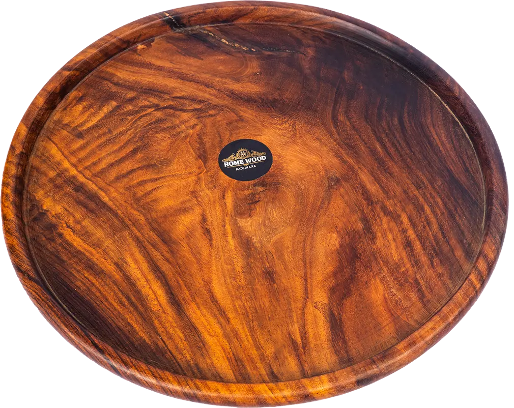 Home Wood Wooden Tray , Round , 35 cm , Brown