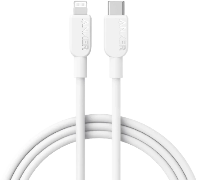 Anker Fast Charging Data Cable 310 , USB-C To Lightning , Cable 3 Ft , White , A81A1P21