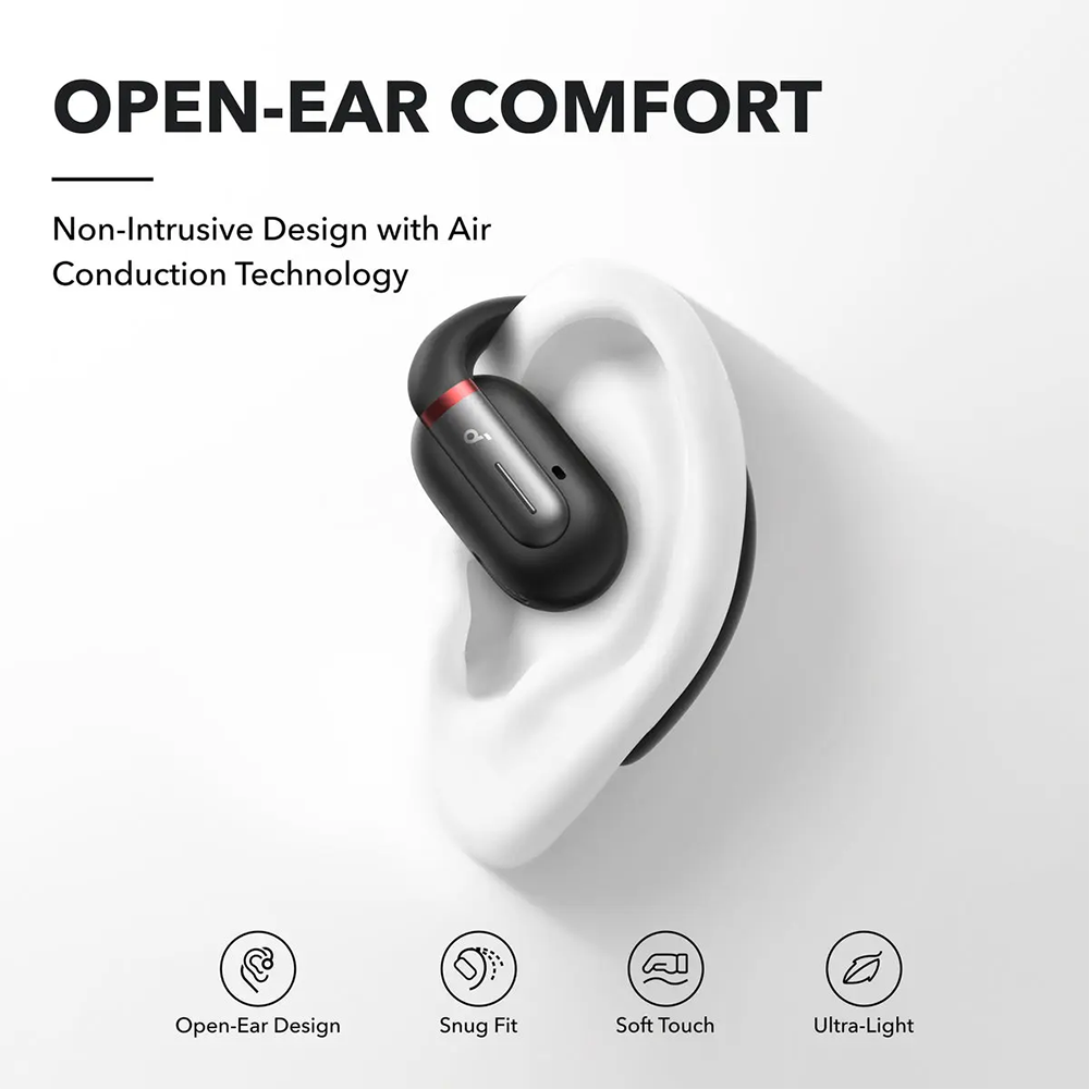 سماعات أذن مفتوحة من أنكر Sound Core V30I اللاسلكية ، بلوتوث ، مقاومة للماء ، تقليل الضوضاء ، أسود ، A3873H11