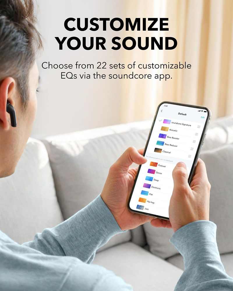 سماعات أذن أنكر Sound Core K20I لاسلكية ، بلوتوث 5.3 ، مقاومة للماء ، أسود ، A3994H11