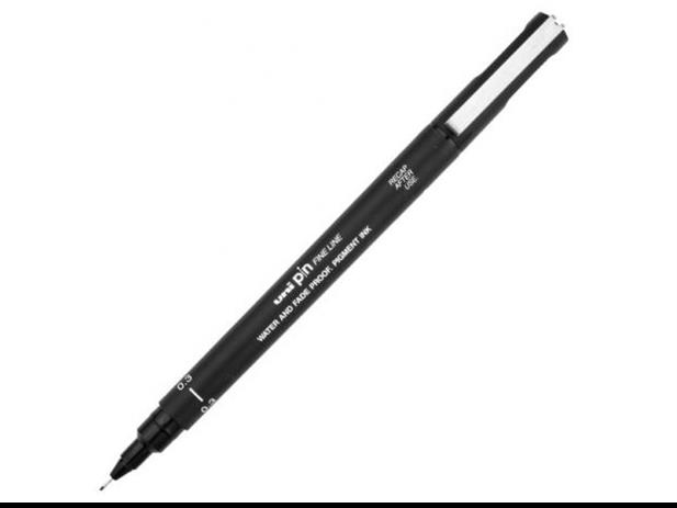 Uniball Rollerball pen, 3 mm, Fine pen, Black, Pin200