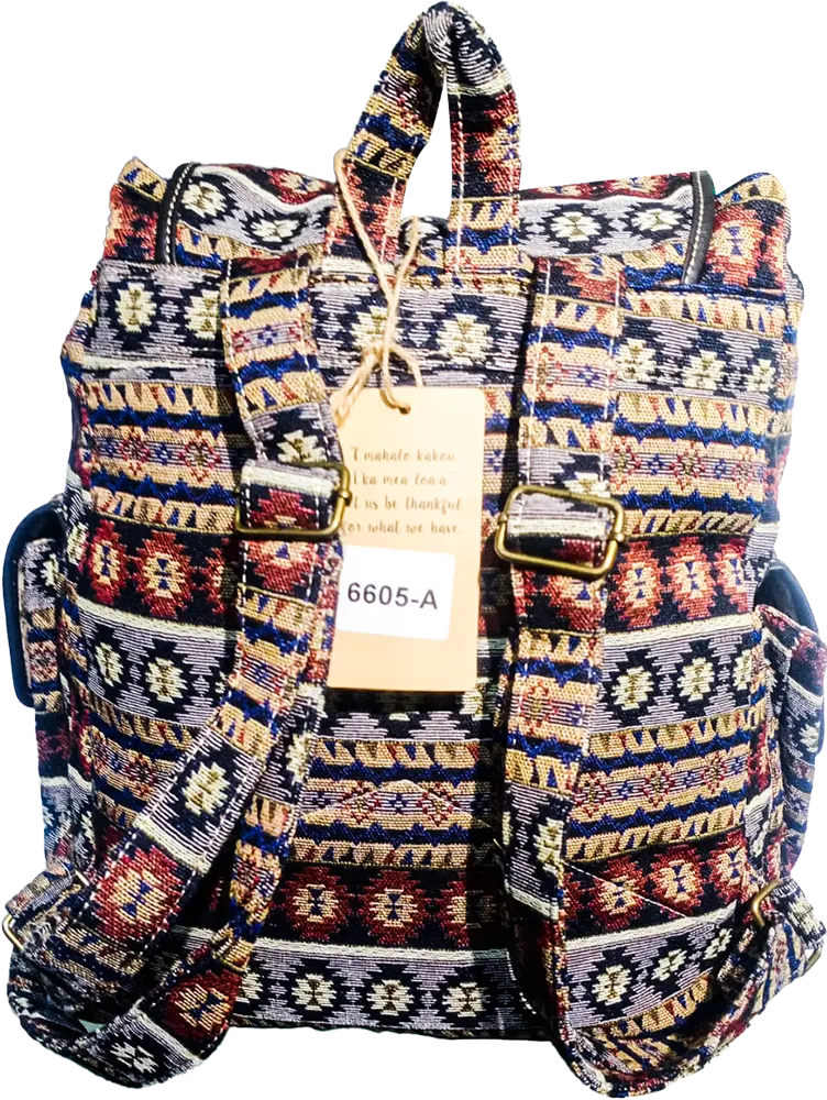 Linen school backpack, multi-colour, KBN54