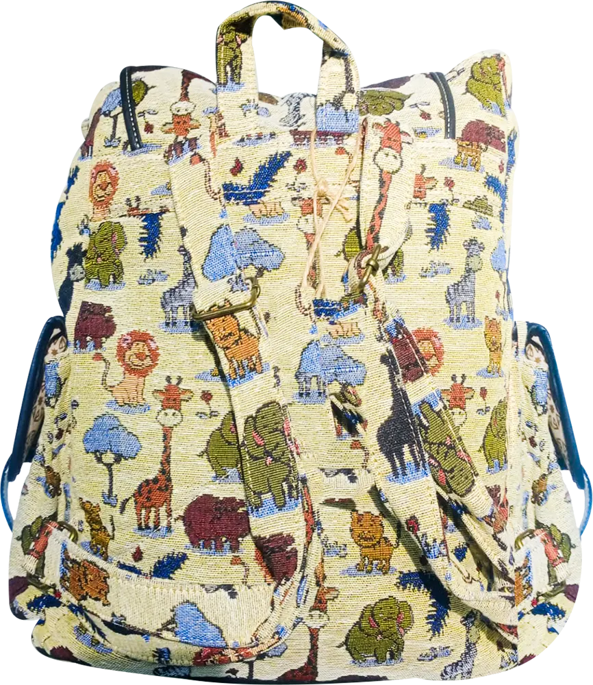 Linen school backpack, multi-colour, KBN54