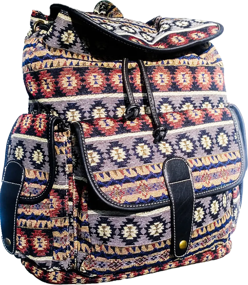 Linen school backpack, multi-colour, KBN54