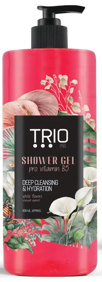 شاور جل تريو بالزهور البيضاء، 800 مل .
