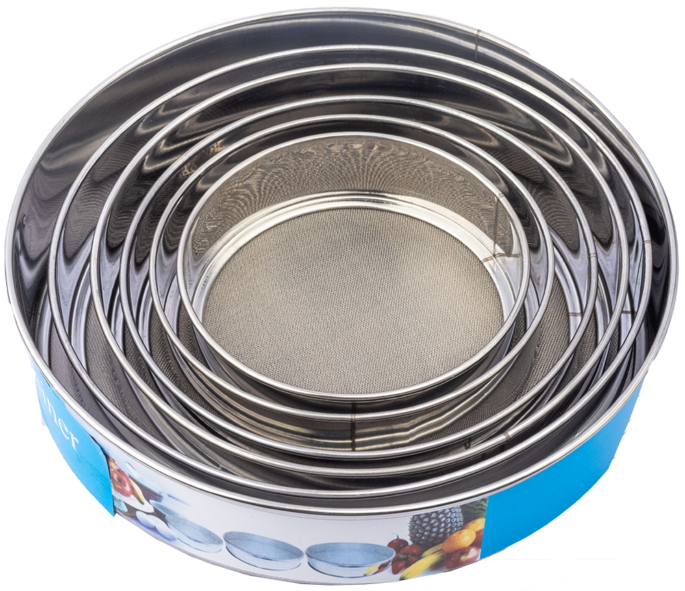 طقم منخل دائري الشكل من الستانلس ستيل ، مصفاة دقيق ، 6 قطع