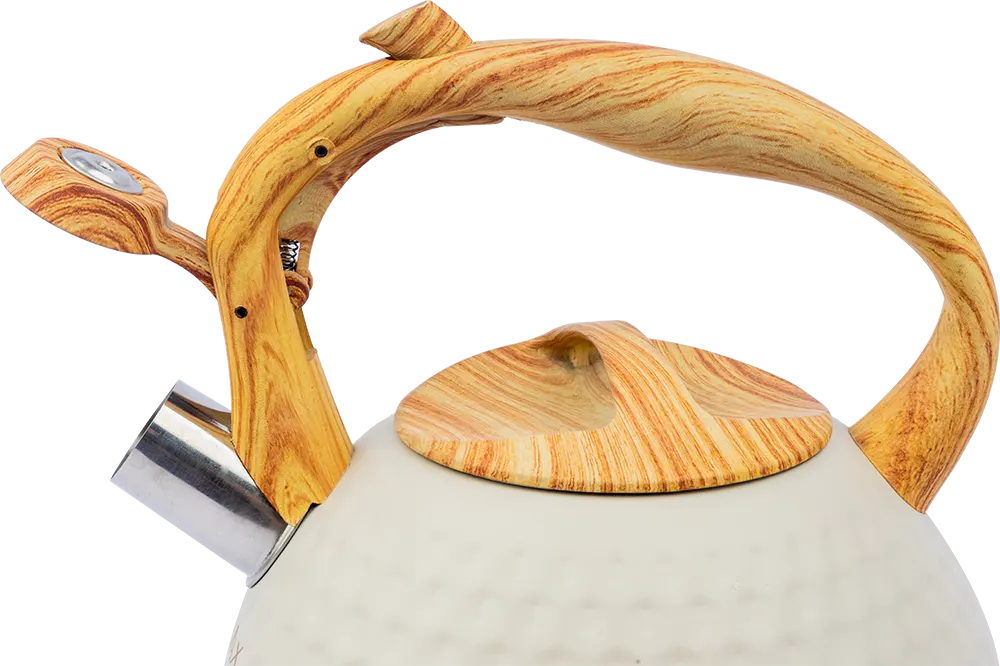 براد شاي سيراميك استانلس ستيل داخلي ، بصفارة عند الغليان، لون بيج، موديل 07