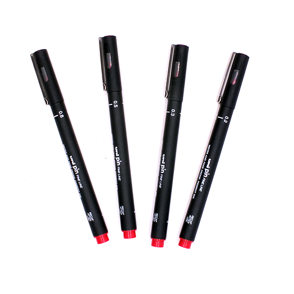 Uniball Rollerball pen, 8 mm, Fine pen, Red, Pin200